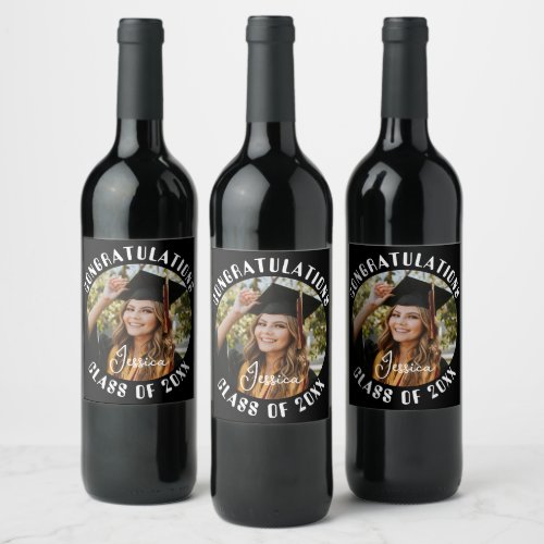 Graduation Party Sweet Personalized Photo and Name Wine Label
