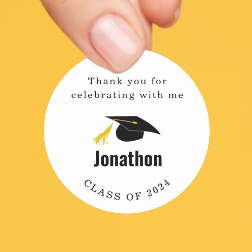 Graduation Party Thank You Favor Class of 2024 Classic Round Sticker