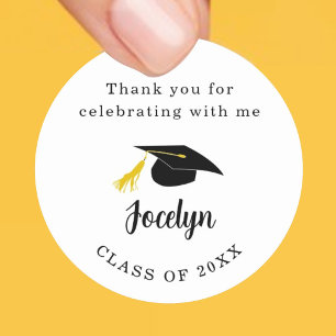 Graduation Party Thank You Favor Class of 2025 Classic Round Sticker