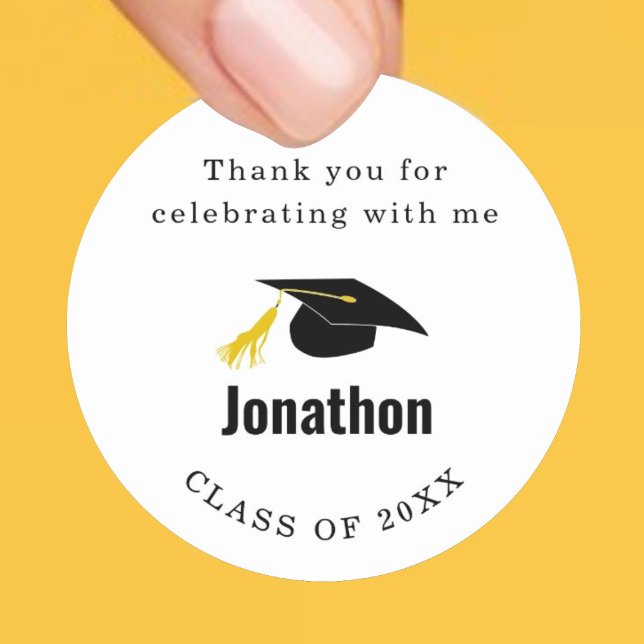 Graduation Party Thank You Favor Class of 2025 Classic Round Sticker (Creator Uploaded)