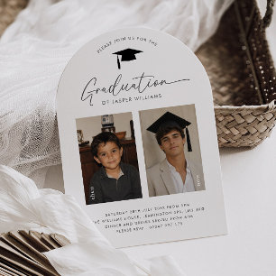 Graduation Party Then and Now Boy 2 Photo Invitation
