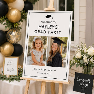 Graduation Party Then and Now Photo Welcome Foam Board