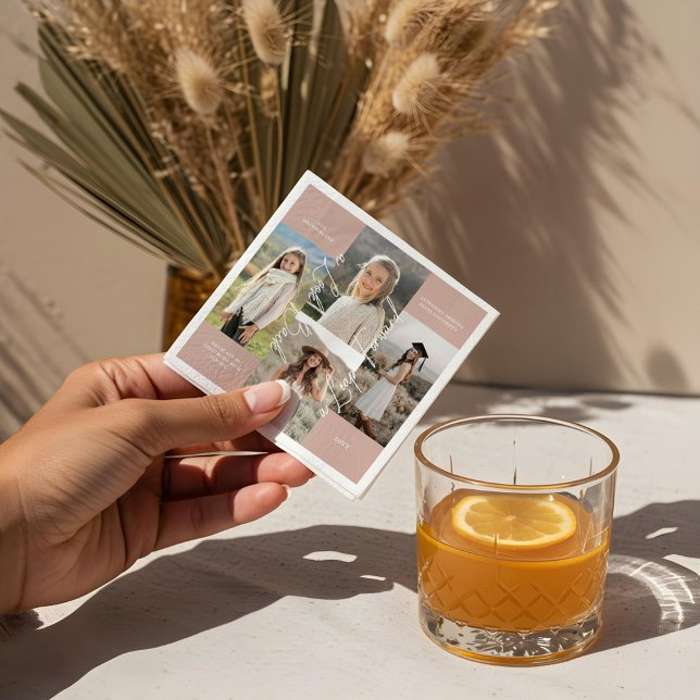 Graduation Party Then & Now Grad Photo Collage Napkins (Graduation Party Then & Now Grad Photo Collage Napkins)