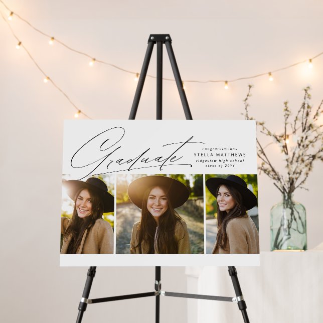 Graduation party three photo congrats graduate foam board (In Situ (Stand))