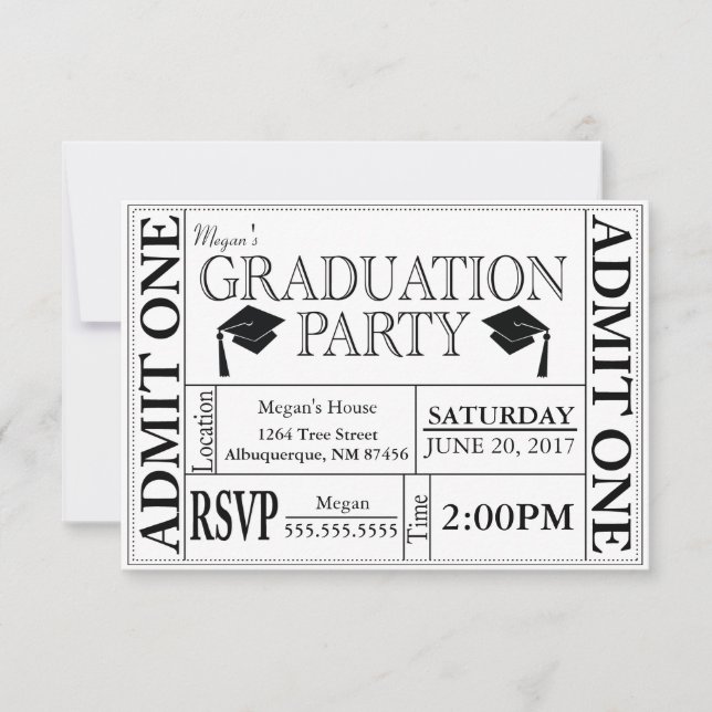 Graduation Party Ticket Invitation (Front)
