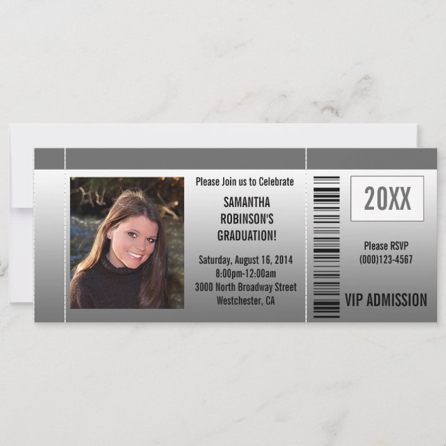 Graduation Party Ticket Invitations with Photo (Front)