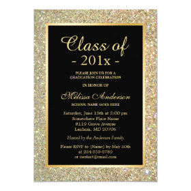 Graduation Party Trendy Gold Glitter Sparkles Card