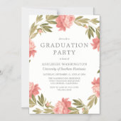 Graduation Party | Trendy Watercolor Floral Wreath Magnetic Invitation (Front)