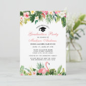 Graduation Party Tropical Floral Pink Invitation (Standing Front)