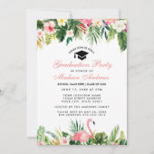 Graduation Party Tropical Floral Pink Invitation (Front)