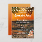 Graduation Party Tropical Summer Sunset Palm Beach Invitation (Front/Back)