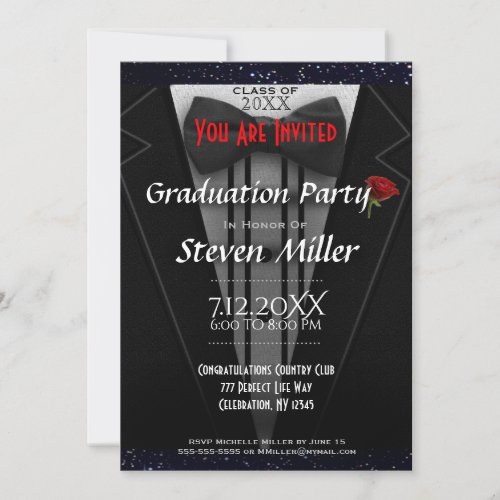 Graduation Party  Tuxedo Invitation