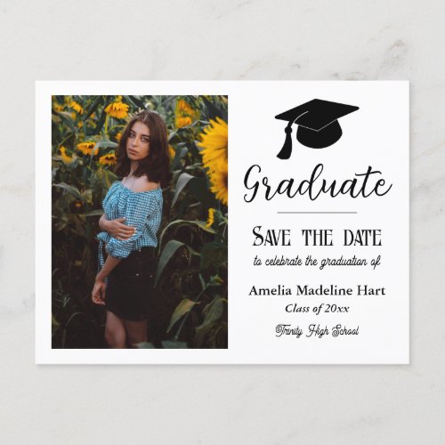 Graduation Party Typography  Save The Date Photo Postcard