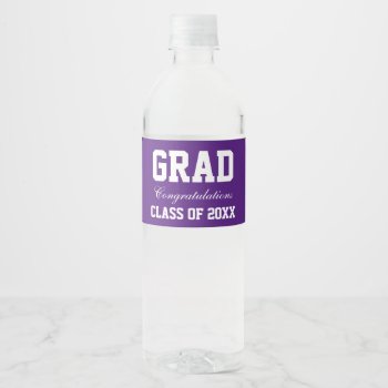 Graduation Party Water Bottle Labels Purple by HappyMemoriesPaperCo at Zazzle