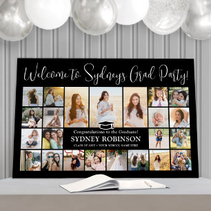 Graduation Party Welcome Photo Collage Black White Foam Board