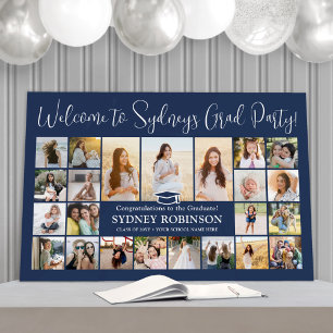 Graduation Party Welcome Photo Collage Navy Blue Foam Board