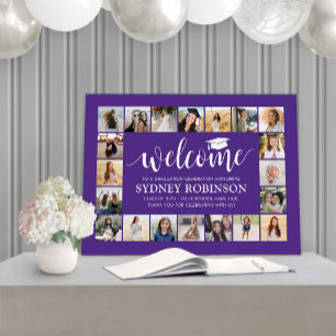 Graduation Party Welcome Photo Collage Purple Foam Board