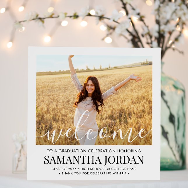 Graduation Party Welcome Script Small Square Photo Foam Board (In Situ (Wedding))