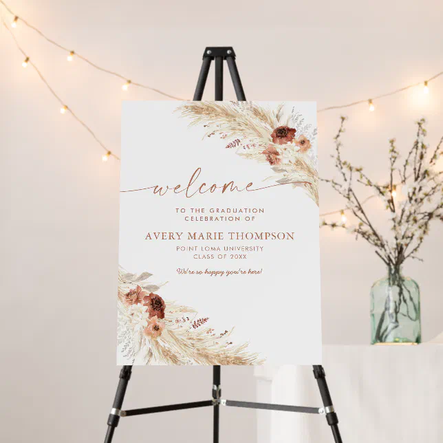 Graduation Party Welcome Sign, Boho Graduation Foam Board | Zazzle