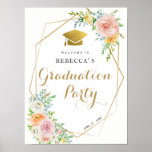 Graduation Party Welcome Sign Floral And Gold at Zazzle