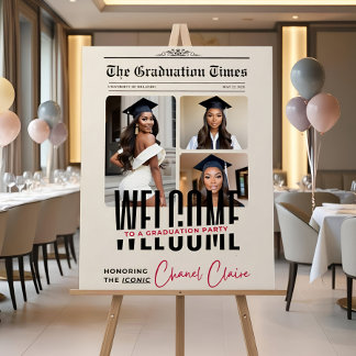 Graduation Party Welcome Sign Newspaper Editable 