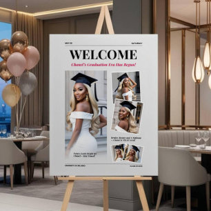 Graduation Party Welcome Sign Newspaper Editable 