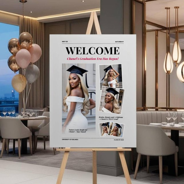 Graduation Party Welcome Sign Newspaper Editable  (Creator Uploaded)