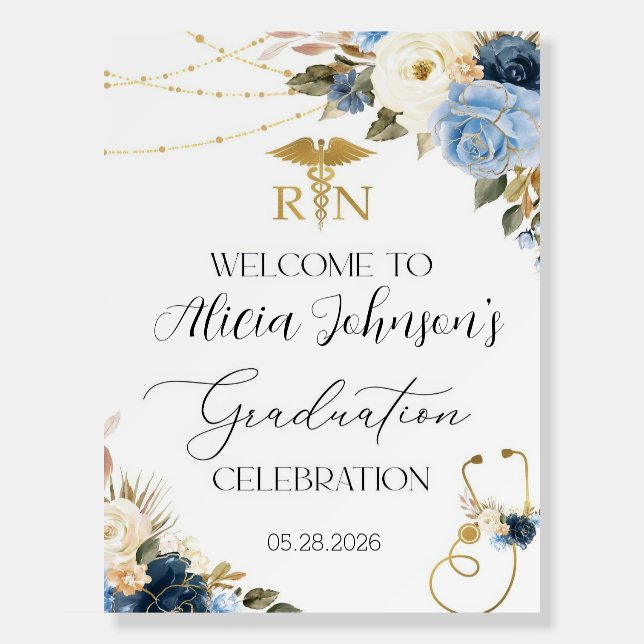 Graduation Party Welcome Sign Template, Nursing  (Front)