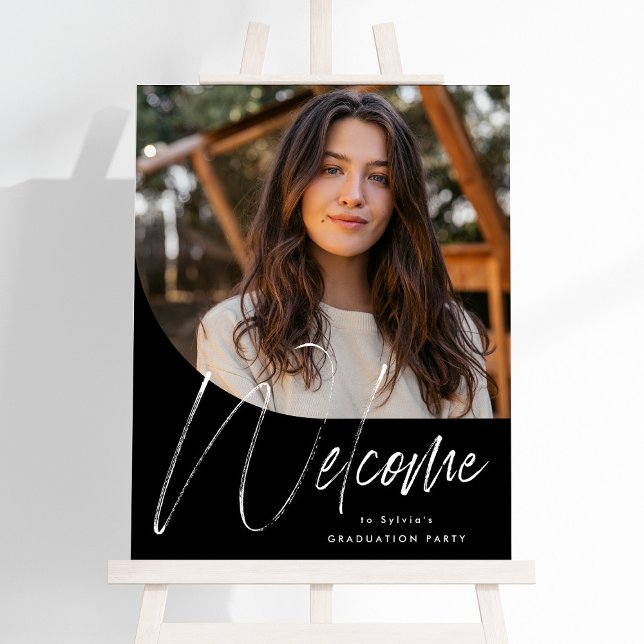 Graduation party welcome simple black photo foam board (Creator Uploaded)