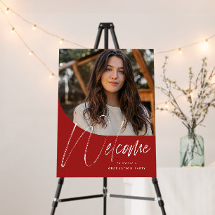 Graduation party welcome simple red photo foam board