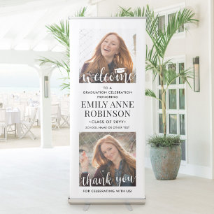 Graduation Party Welcome & Thank You 2 Photo Retractable Banner