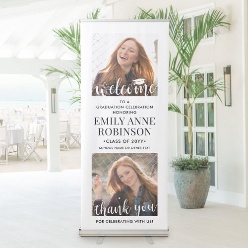 Graduation Party Welcome  Thank You 2 Photo Retractable Banner