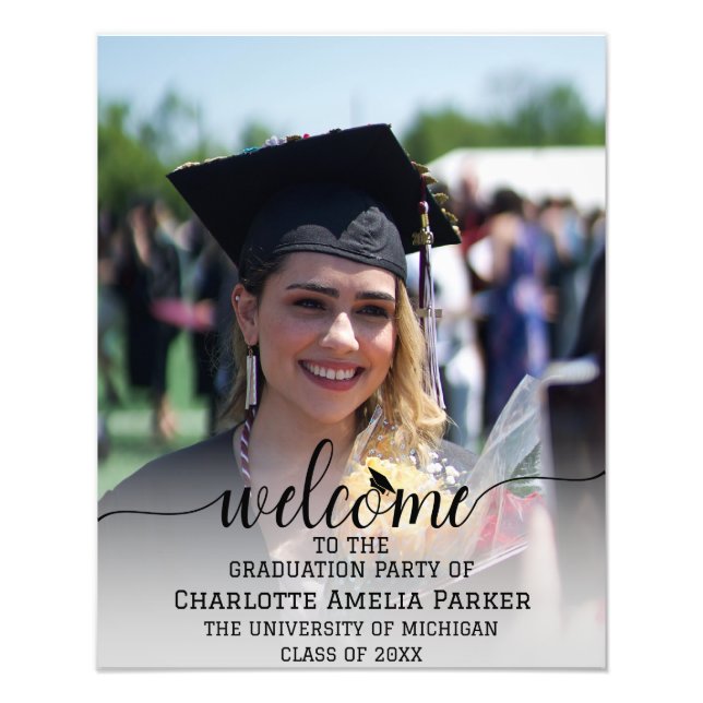 Graduation Party Welcome with Modern Photo 2025 Print (Front)