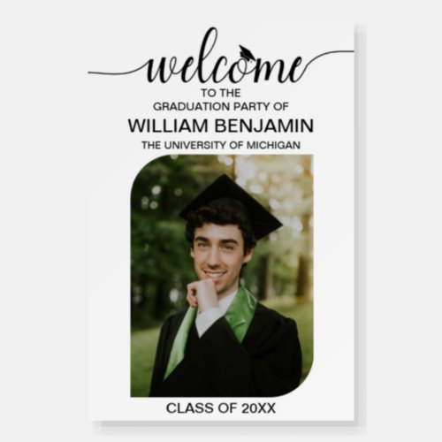 Graduation Party Welcome with Modern Photo Arch Foam Board