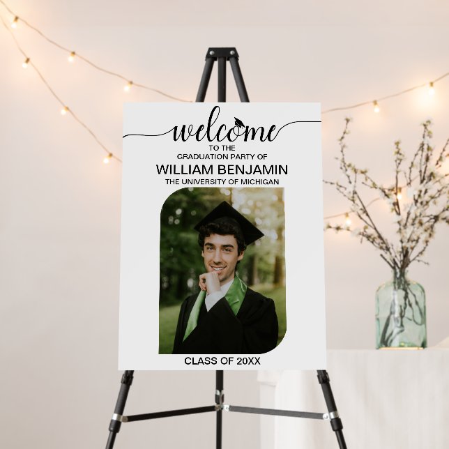 Graduation Party Welcome with Modern Photo Arch Foam Board (In Situ (Stand))