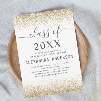 Graduation Party White Gold Class Of 2024 Invitation by Hot_Foil_Creations at Zazzle