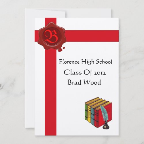 GRADUATION PARTY,White Red Wax Seal  Monogram,felt