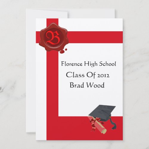 GRADUATION PARTY,White Red Wax Seal  Monogram,felt