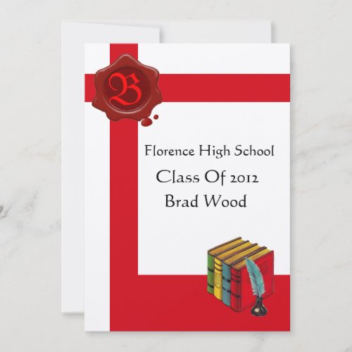 GRADUATION PARTY,White Red Wax Seal  Monogram,felt