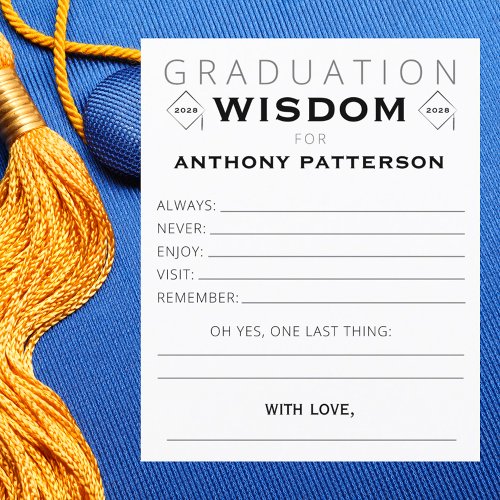 Graduation Party Wisdom Card Black Gold Guests