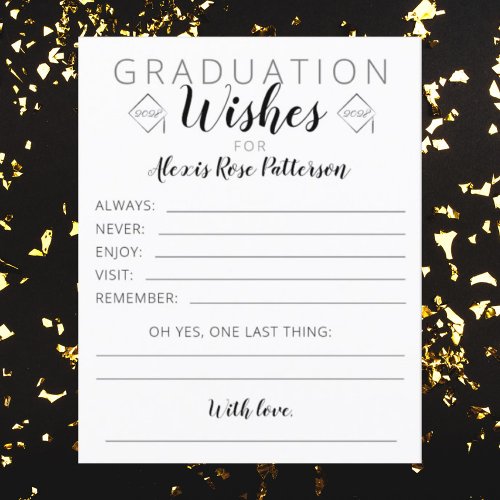 Graduation Party Wishes Card Wisdom Guests