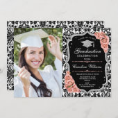 Graduation Party With Photo - Blush Pink Silver Invitation (Front/Back)