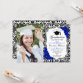 Graduation Party With Photo - Silver Royal Blue Invitation | Zazzle