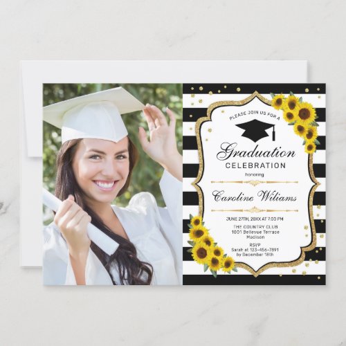 Graduation Party With Photo _ Sunflowers Invitation