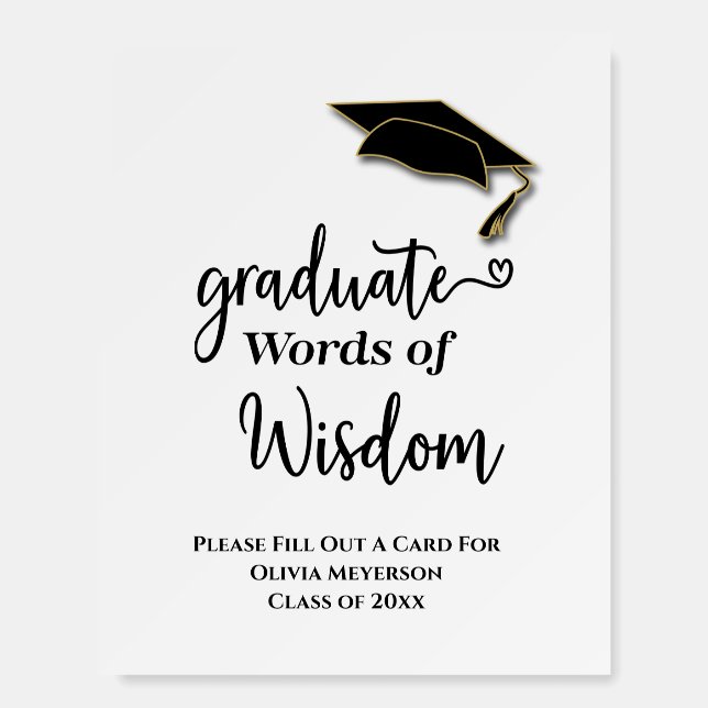 Graduation Party Words Of Wisdom Guest Advice Foam Board (Front)
