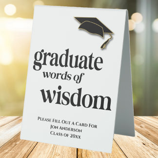 Graduation Party Words Of Wisdom Guest Advice Table Tent