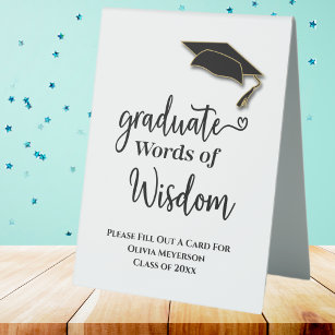 Graduation Party Words Of Wisdom Guest Advice Table Tent Sign