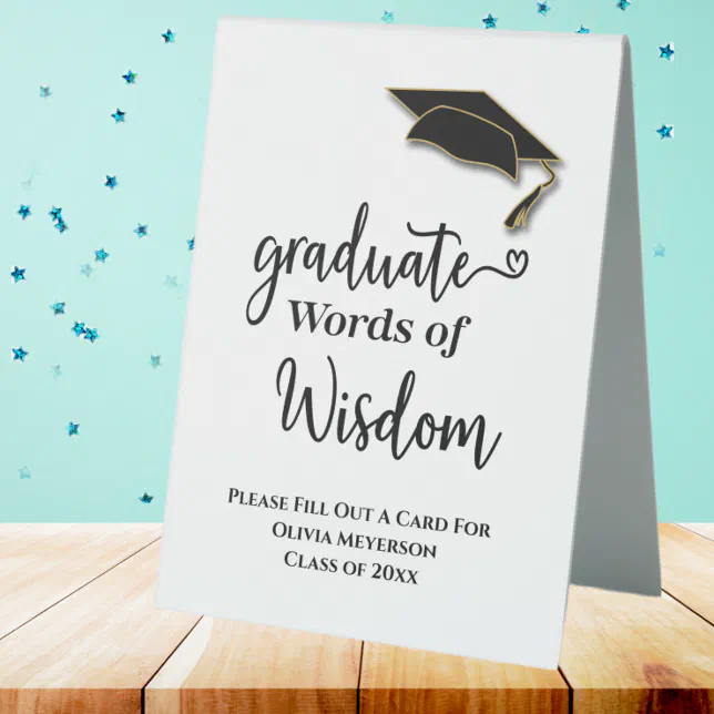 Graduation Party Words Of Wisdom Guest Advice Table Tent Sign | Zazzle