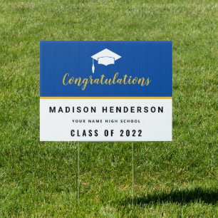 Graduation Party Yard Sign - Blue and Yellow