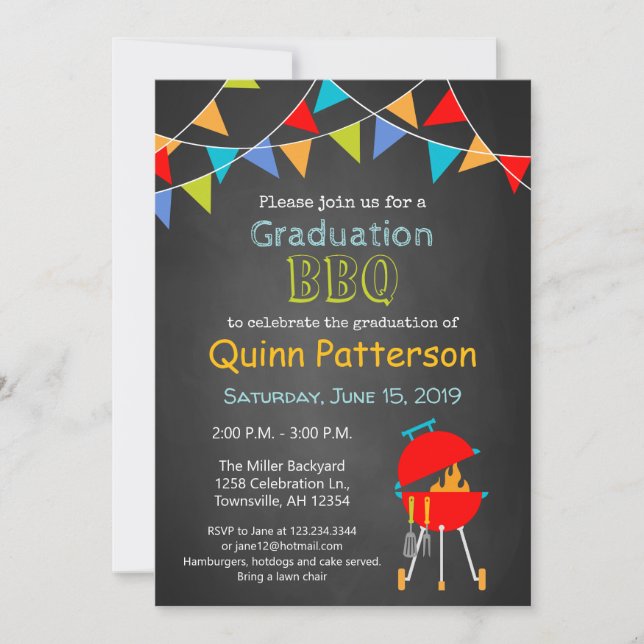 Graduation Pary Invitation chalkboard invitation (Front)